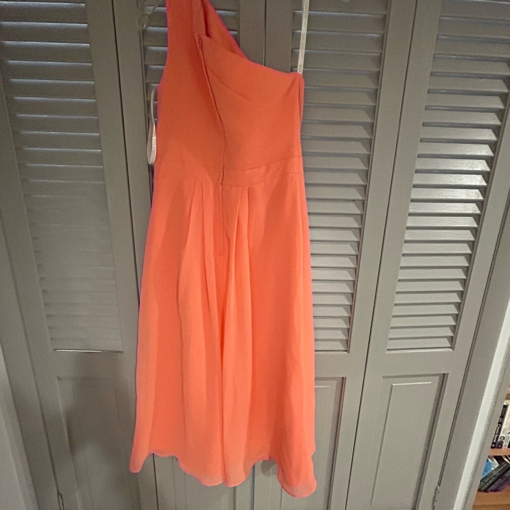 David's Bridal One-Shoulder coral Dress